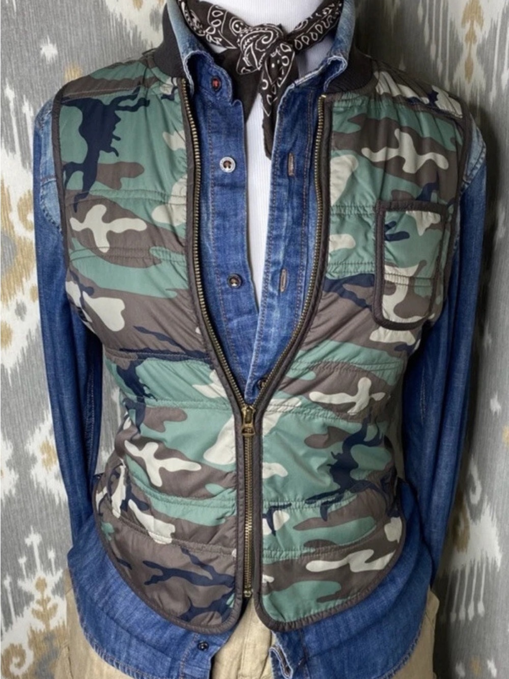 Denim & Supply Ralph Lauren Green Camo Quilted Vest